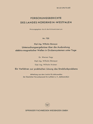 cover image of Untersuchungsergebnisse über die Ausbreitung elektro-magnetischer Wellen in Grubensystemen unter Tage